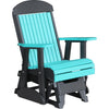 LuxCraft LuxCraft Aruba Blue 2 foot Classic Highback Recycled Plastic Glider Chair Aruba Blue on Black Glider Chair 2CPGABB