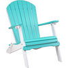 LuxCraft LuxCraft Aruba Blue Folding Recycled Plastic Adirondack Chair Aruba Blue On White Adirondack Deck Chair PFACABW