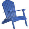 LuxCraft LuxCraft Blue Folding Recycled Plastic Adirondack Chair Blue Adirondack Deck Chair PFACB