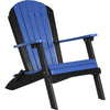 LuxCraft LuxCraft Blue Folding Recycled Plastic Adirondack Chair Blue On Black Adirondack Deck Chair PFACBB