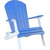 LuxCraft LuxCraft Blue Folding Recycled Plastic Adirondack Chair Blue On White Adirondack Deck Chair PFACBW