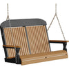 LuxCraft LuxCraft Cedar Classic Highback 4ft. Recycled Plastic Porch Swing Cedar On Black Porch Swing 4CPSCB