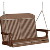 LuxCraft LuxCraft Chestnut Brown Classic Highback 4ft. Recycled Plastic Porch Swing Chestnut Brown Porch Swing 4CPSCBR