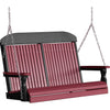 LuxCraft LuxCraft Classic Highback 4ft. Recycled Plastic Porch Swing Cherrywood On Black Poly Porch Swing 4CPSCWB