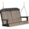 LuxCraft LuxCraft Classic Highback 4ft. Recycled Plastic Porch Swing Weatherwood On Black Poly Porch Swing 4CPSWWB