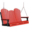 LuxCraft LuxCraft Red Adirondack 5ft. Recycled Plastic Porch Swing Red On Black / Adirondack Porch Swing Porch Swing 5APSRB