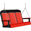 LuxCraft LuxCraft Red Classic Highback 5ft. Recycled Plastic Porch Swing Red On Black / Classic Porch Swing Porch Swing 5CPSRB