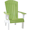 LuxCraft LuxCraft Royal Recycled Plastic Adirondack Chair Lime Green On White Adirondack Deck Chair RACLGW