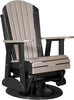 LuxCraft Luxcraft Weatherwood Adirondack Recycled Plastic Swivel Glider Chair Weatherwood on Black Glider Chair 2ARSWWOB