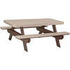 LuxCraft LuxCraft Weatherwood Recycled Plastic 6' Rectangular Picnic Table Weatherwood On Chestnut Brown Tables P6RPTWWCBR